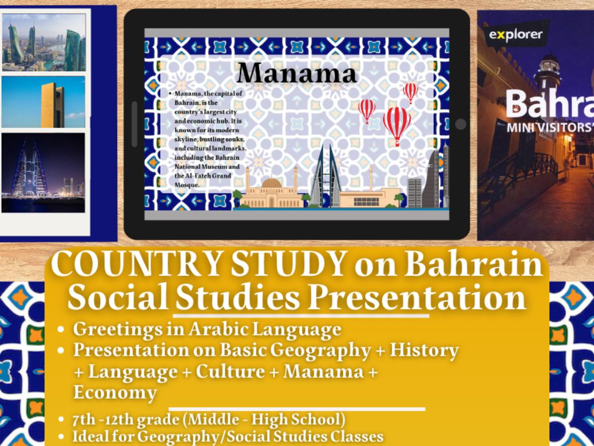 An educational teaching resource from Learning with Alan entitled Country Study Presentation on Bahrain - Middle East downloadable at Teach Simple.