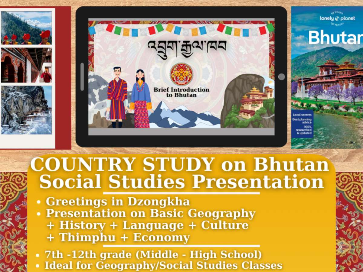 An educational teaching resource from Learning with Alan entitled Country Study Presentation on Bhutan - Asia - Himalaya downloadable at Teach Simple.