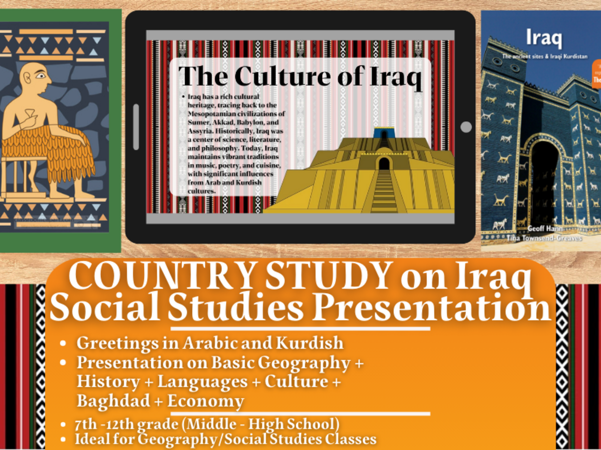 An educational teaching resource from Learning with Alan entitled Country Study Presentation on Iraq - Middle East - West Asia downloadable at Teach Simple.