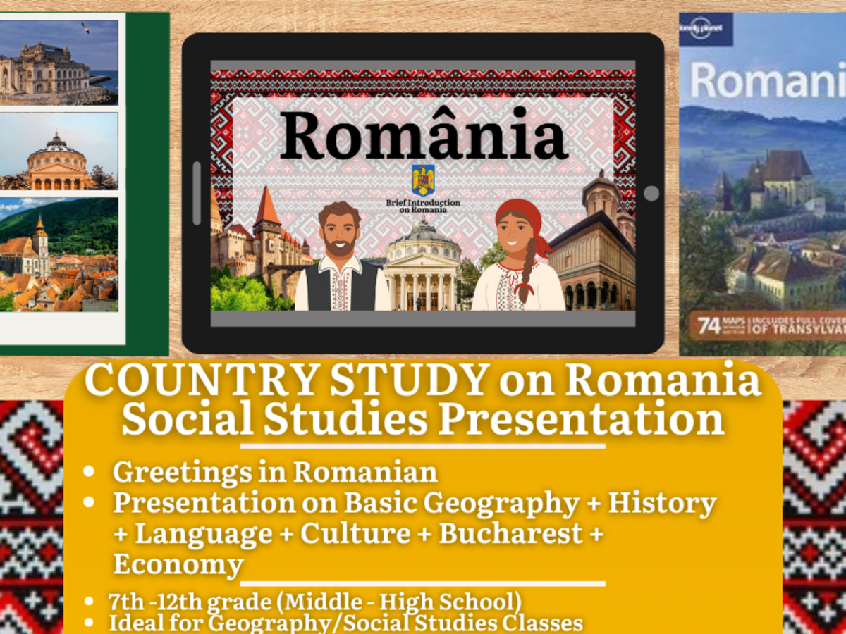 An educational teaching resource from Learning with Alan entitled Country Study Presentation - Romania - Eastern Europe - Geography downloadable at Teach Simple.