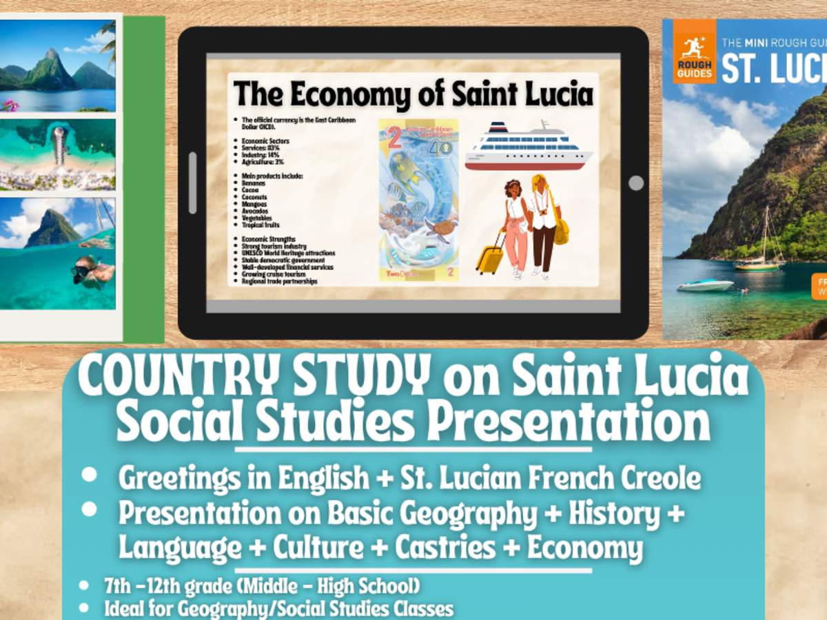 An educational teaching resource from Learning with Alan entitled Country Study Presentation - Saint Lucia - Geography - Caribbeans downloadable at Teach Simple.