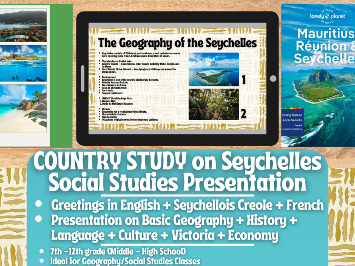 An educational teaching resource from Learning with Alan entitled Country Study Presentation - Seychelles - Geography - Africa downloadable at Teach Simple.