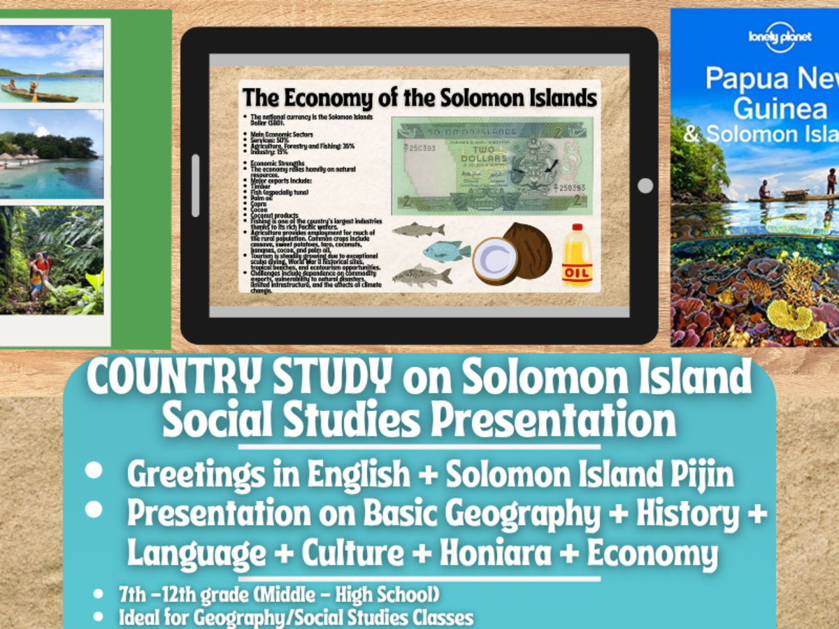 An educational teaching resource from Learning with Alan entitled Country Study Presentation - Solomon Islands - Geography - Oceania downloadable at Teach Simple.