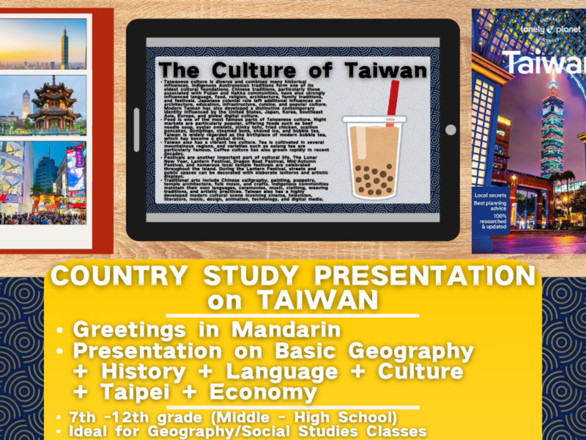 An educational teaching resource from Learning with Alan entitled Country Study Presentation - Taiwan - Geography - East Asia downloadable at Teach Simple.