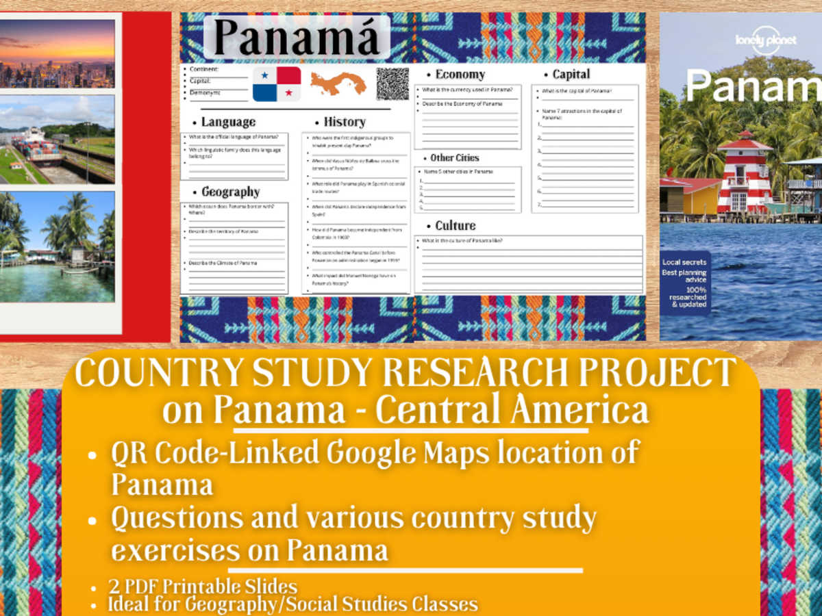 An educational teaching resource from Learning with Alan entitled Country Study Research Project - Panama - Central America downloadable at Teach Simple.