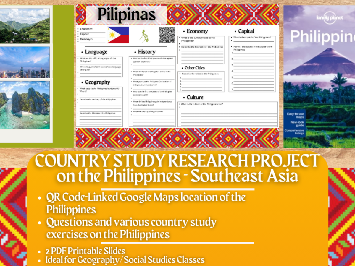 An educational teaching resource from Learning with Alan entitled Country Study Research Project - Philippines - Southeast Asia downloadable at Teach Simple.