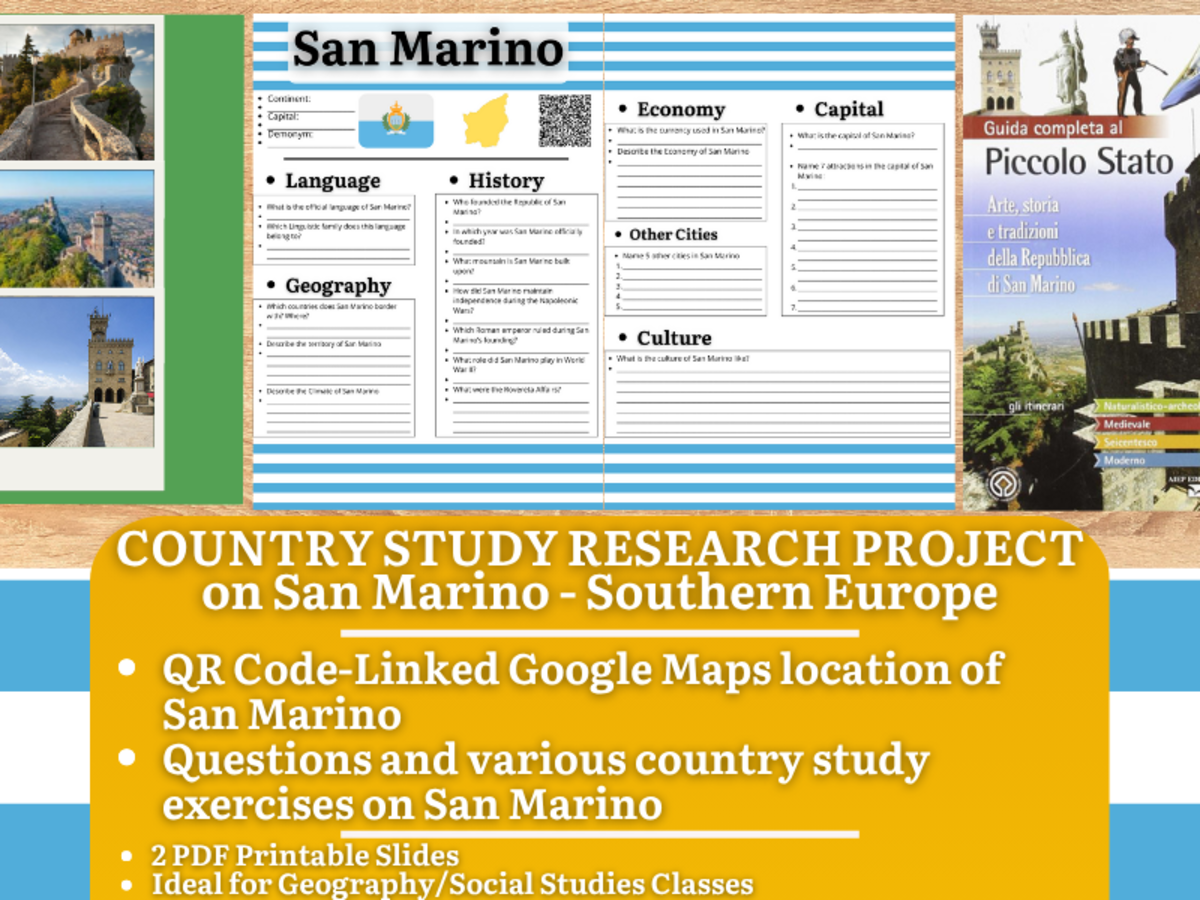 An educational teaching resource from Learning with Alan entitled Country Study Research Project - San Marino - Social Studies Report downloadable at Teach Simple.