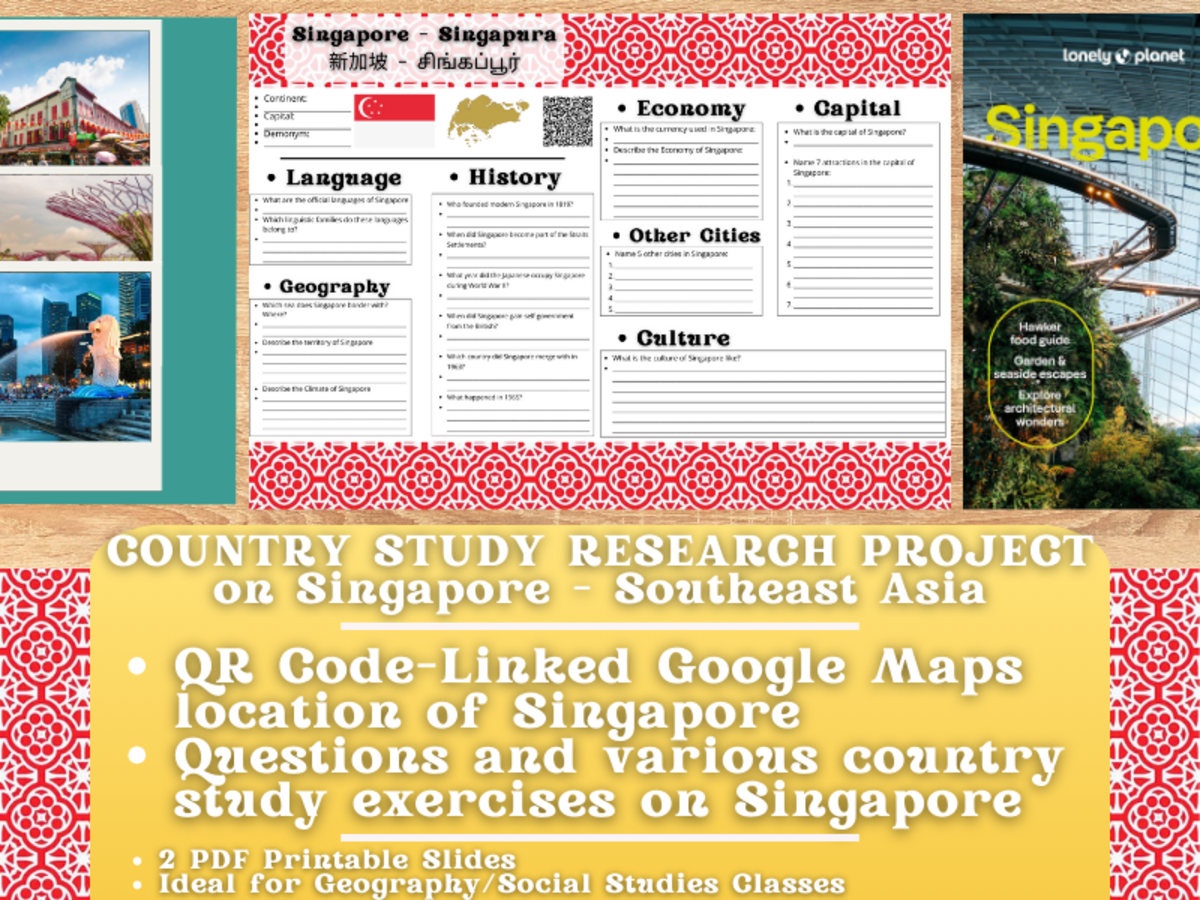 An educational teaching resource from Learning with Alan entitled Country Study Research Project - Singapore - Southeast Asia downloadable at Teach Simple.