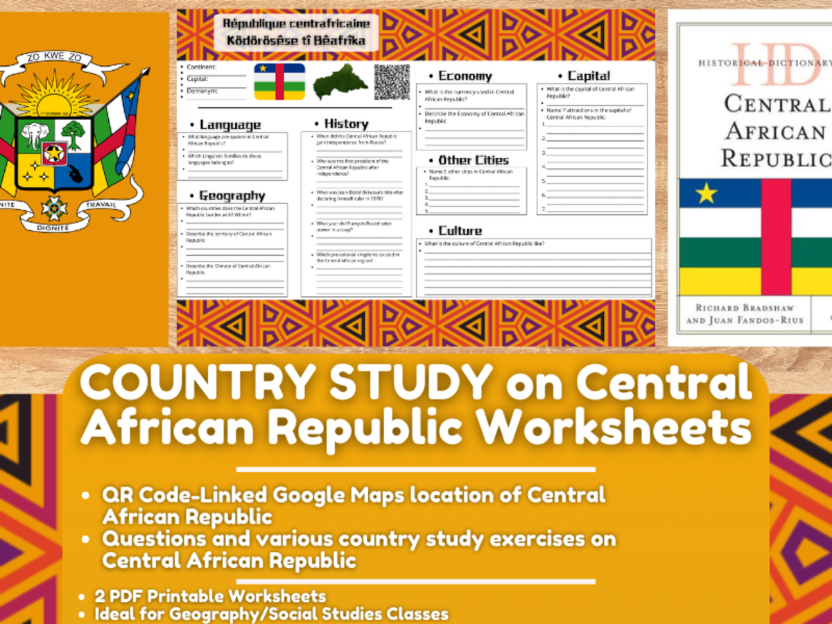 An educational teaching resource from Learning with Alan entitled Country Study Worksheets on Central African Republic - Africa downloadable at Teach Simple.