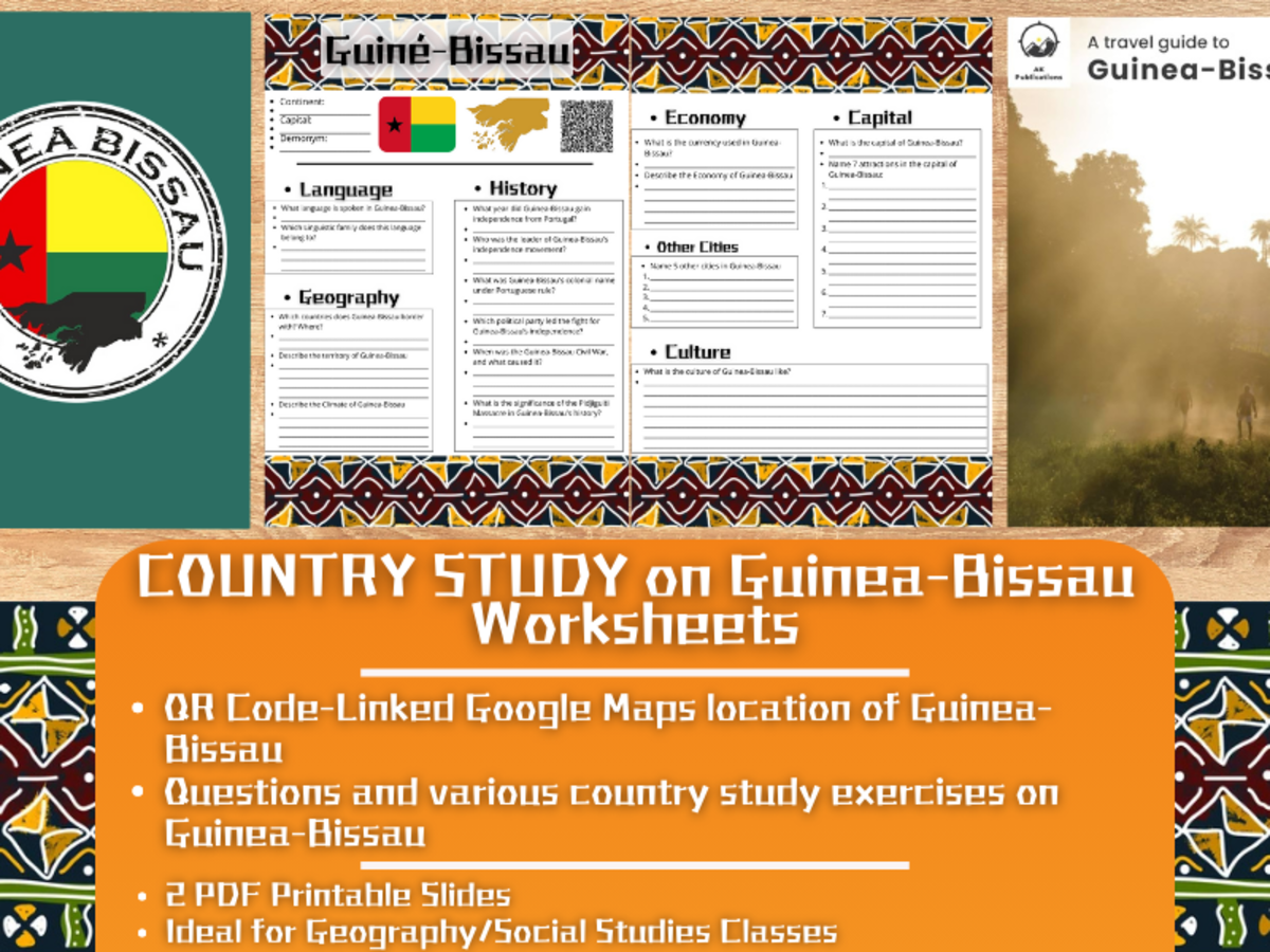 An educational teaching resource from Learning with Alan entitled Country Study Worksheets on Guinea Bissau - Western Africa downloadable at Teach Simple.