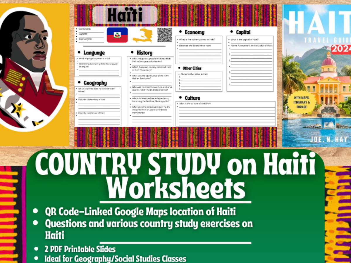 An educational teaching resource from Learning with Alan entitled Country Study Worksheets on Haiti - Caribbeans - North America downloadable at Teach Simple.