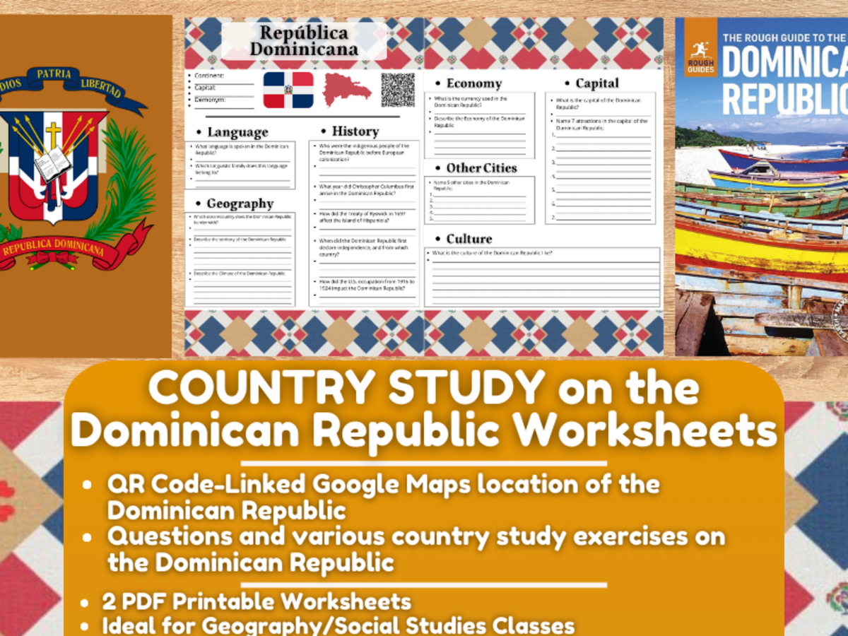 An educational teaching resource from Learning with Alan entitled Country Study Worksheets on the Dominican Republic - Caribbeans downloadable at Teach Simple.
