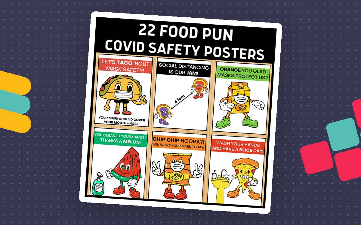 An educational teaching resource from Classy Classroom VIP entitled Covid-19 Food Pun Classroom Posters downloadable at Teach Simple.
