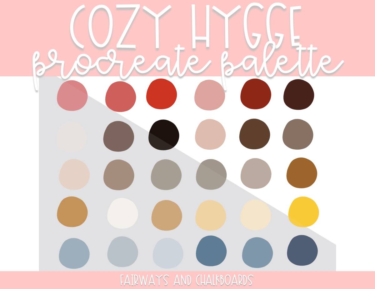 An educational teaching resource from Fairways and Chalkboards entitled Cozy Hygge Procreate Color Palette downloadable at Teach Simple.
