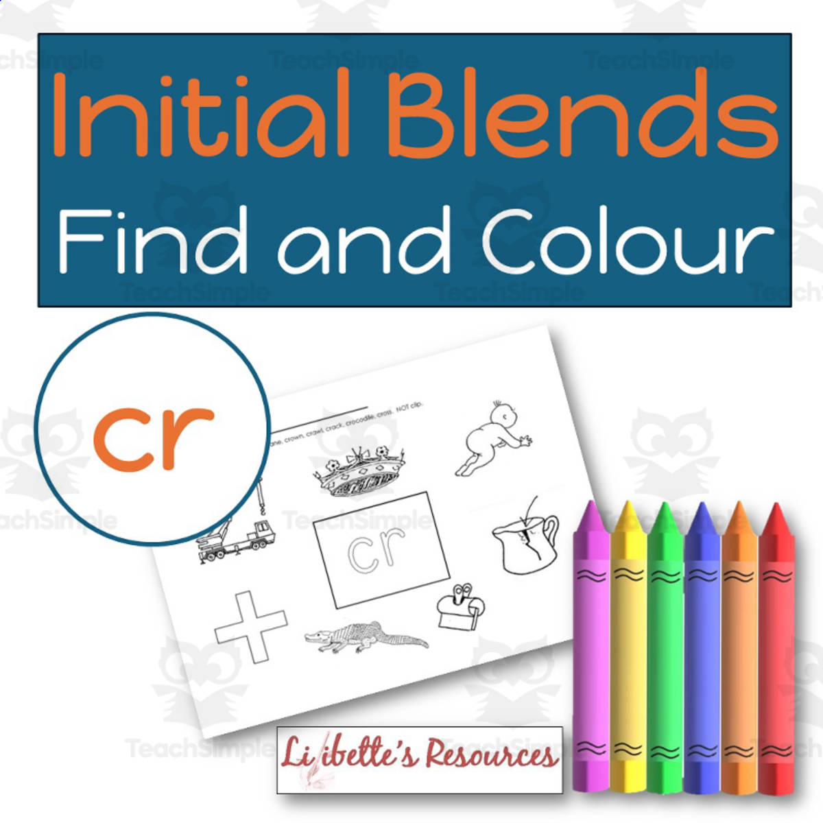 An educational teaching resource from Lilibette's Resources entitled CR Blend Find and Colour Phonics Worksheet to Develop Phonemic downloadable at Teach Simple.