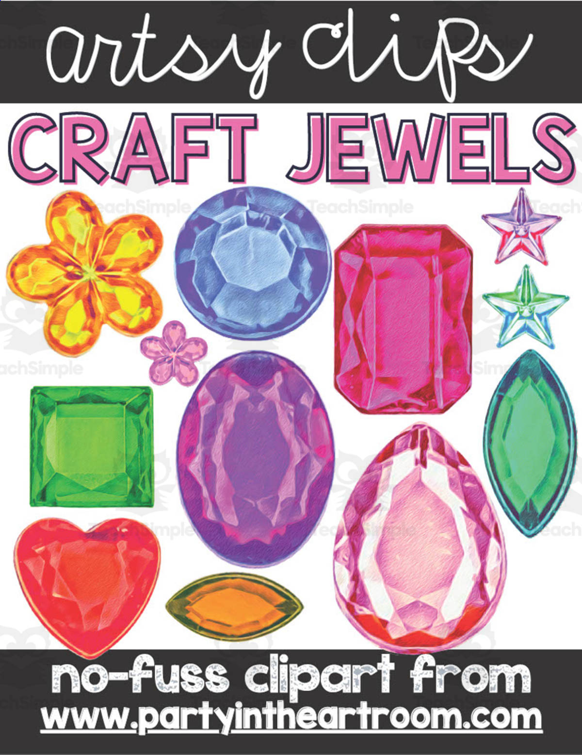 An educational teaching resource from Party in the Art Room - Arts & Crafts for Kids | Arts Integration entitled Craft Jewels Clipart downloadable at Teach Simple.