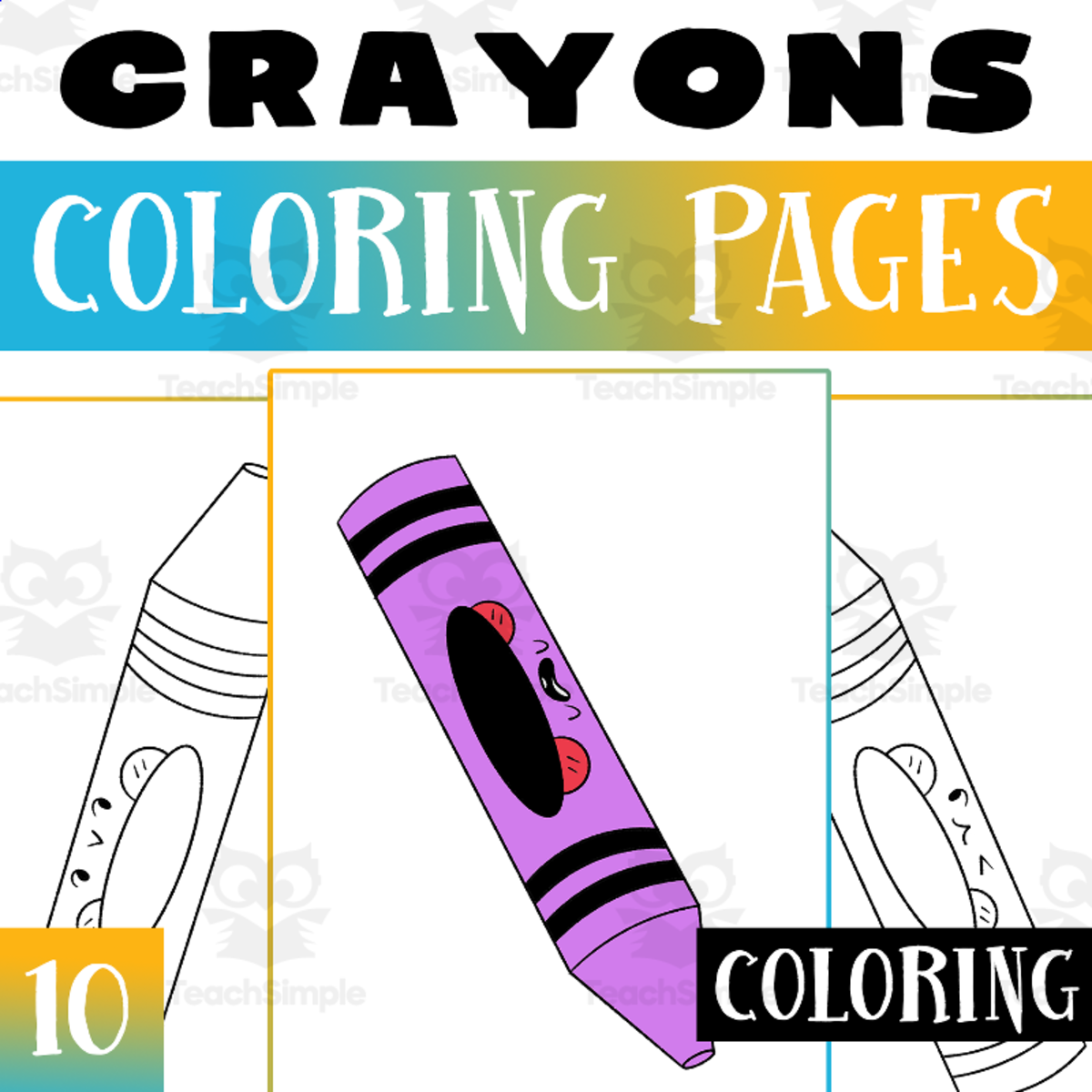 An educational teaching resource from Lapiiin Art Activities entitled Crayons Coloring Pages Worksheet Activity downloadable at Teach Simple.