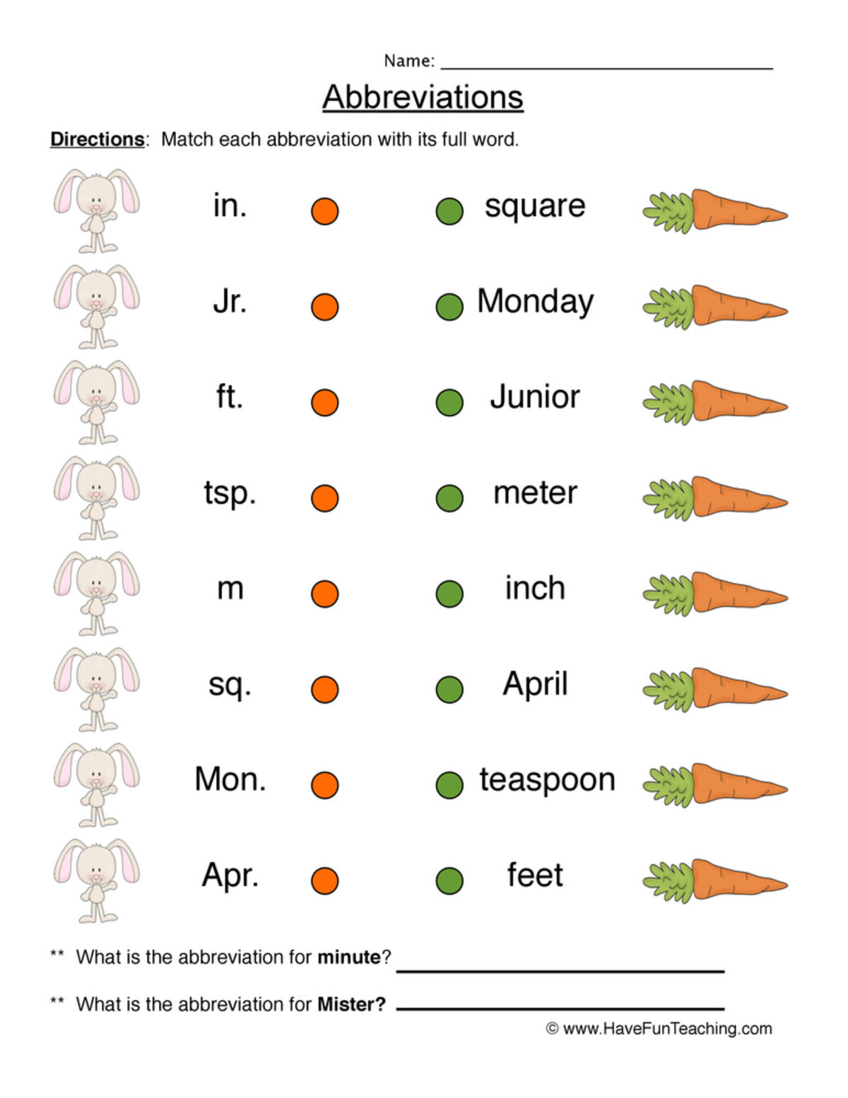 An educational teaching resource from Have Fun Teaching entitled Creating Abbreviations Worksheet downloadable at Teach Simple.
