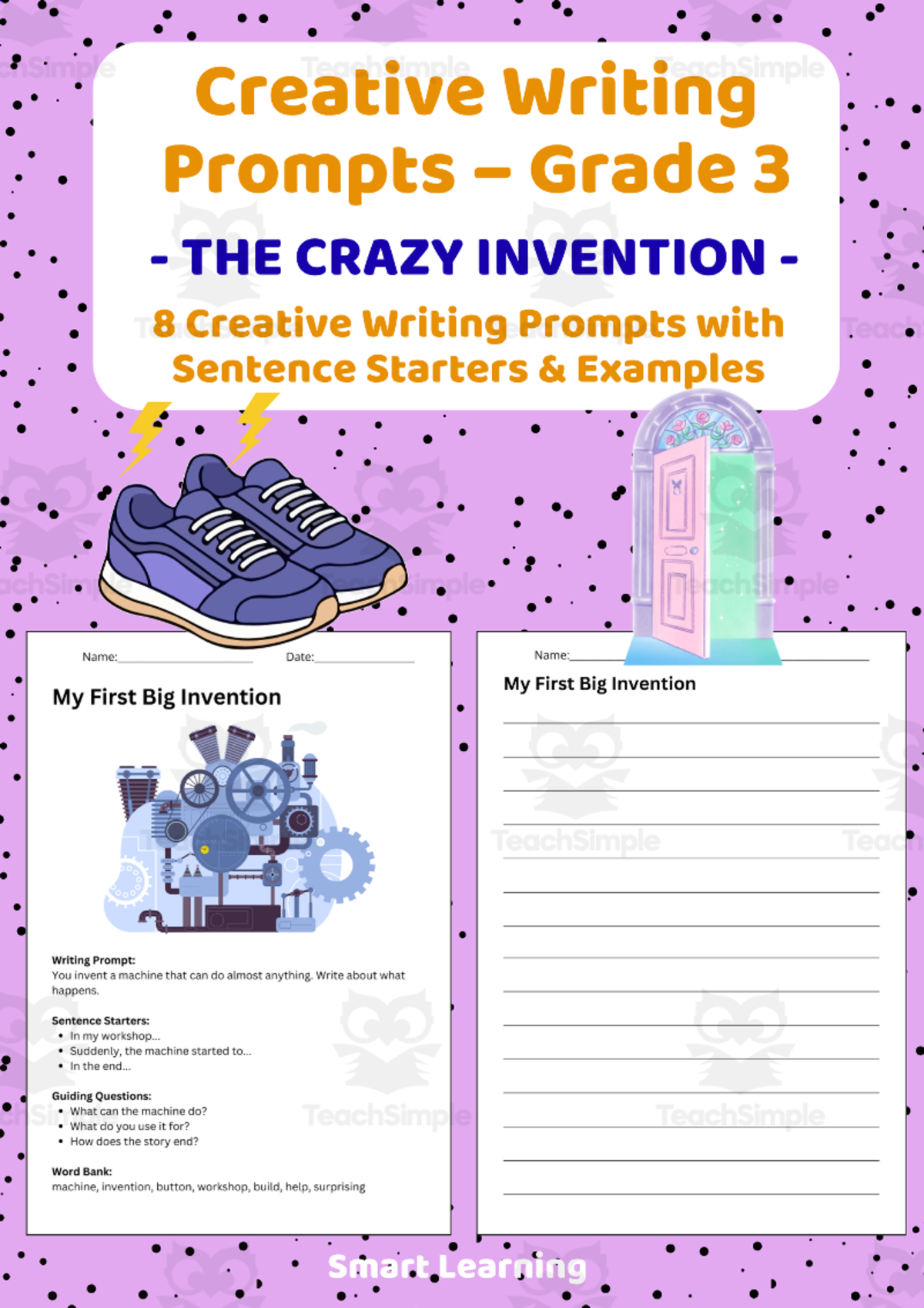 An educational teaching resource from Smart Learning Classroom entitled Creative Writing Prompts Grade 3 | The Crazy Invention downloadable at Teach Simple.