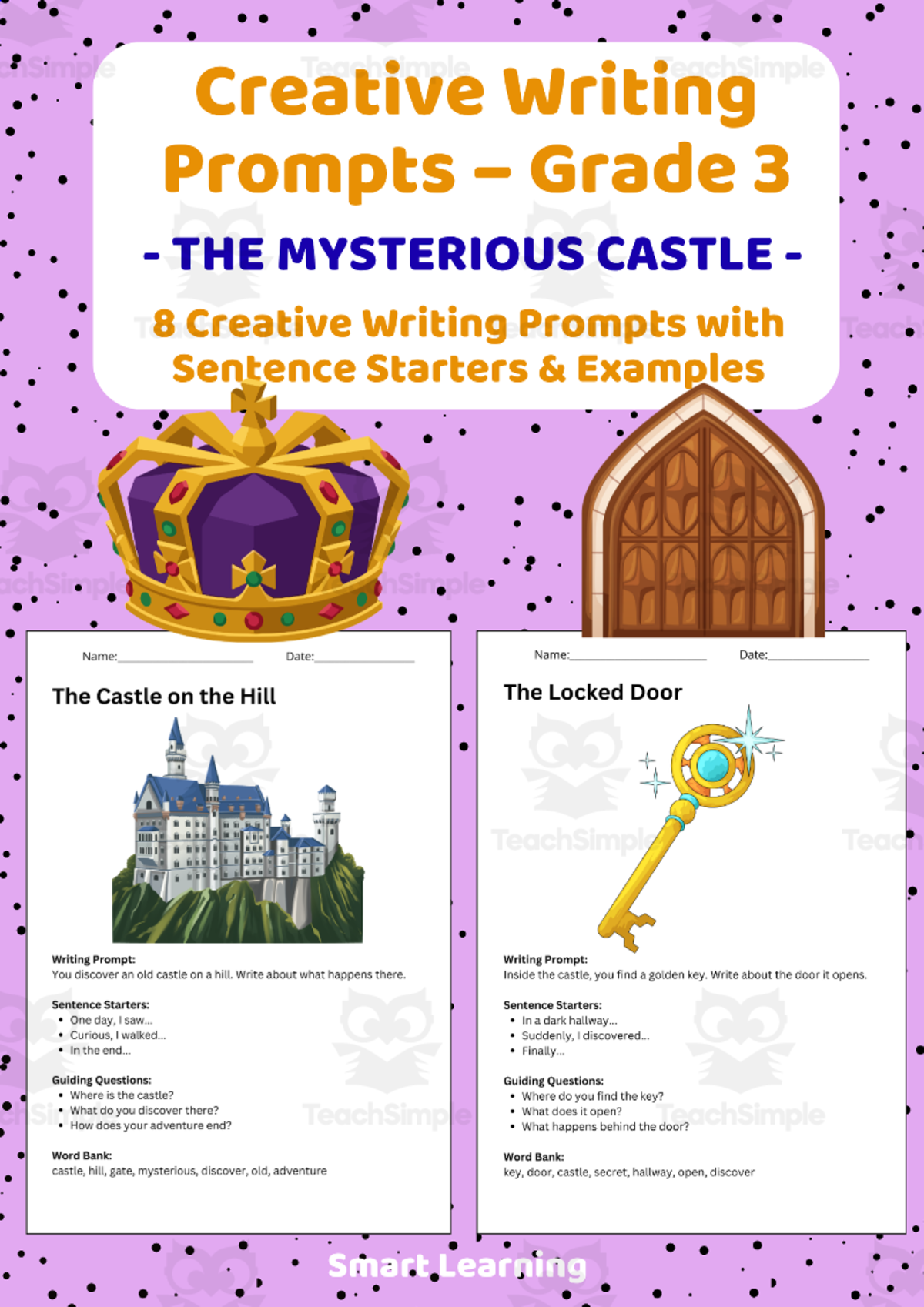 An educational teaching resource from Smart Learning Classroom entitled Creative Writing Prompts Grade 3 | The Mysterious Castle downloadable at Teach Simple.