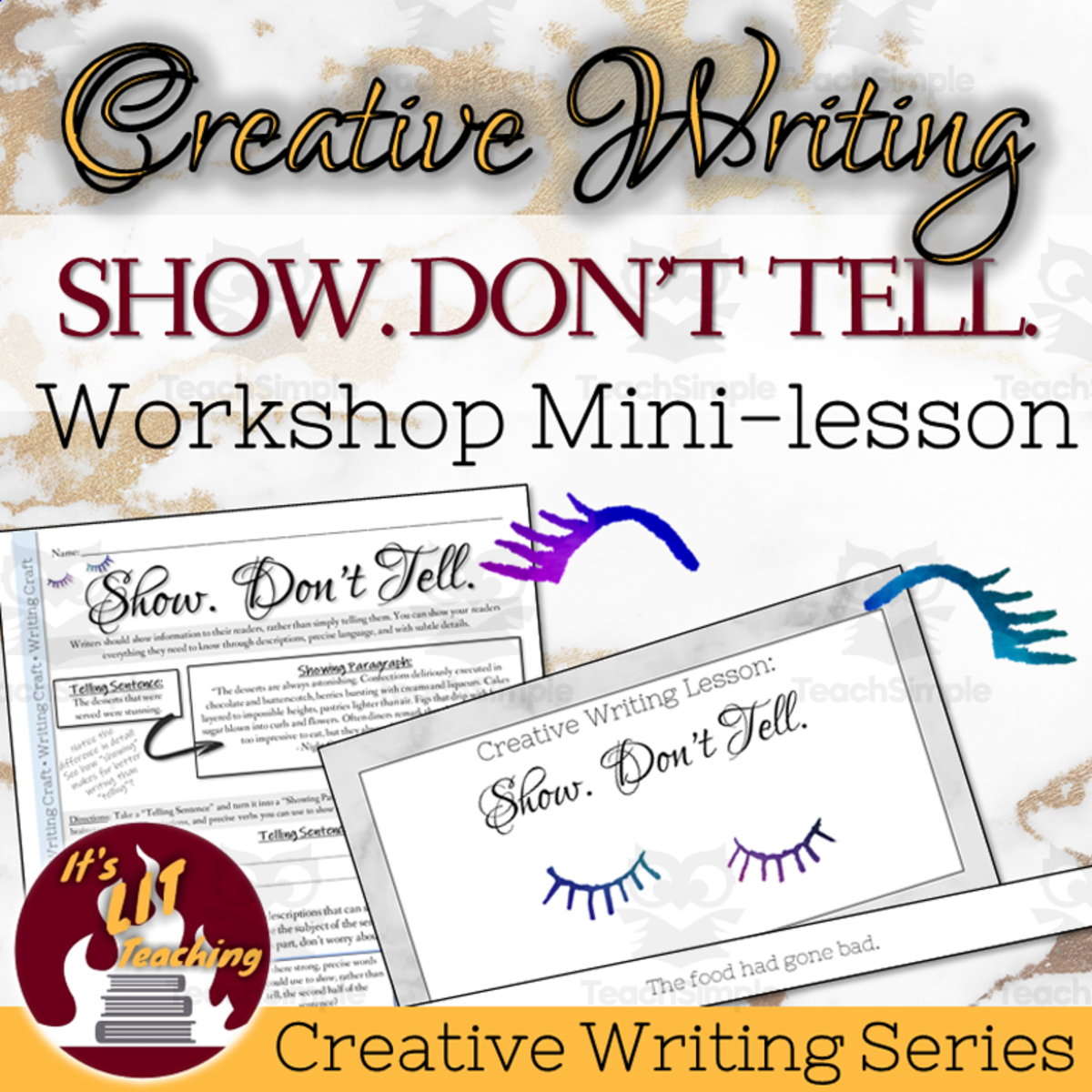 An educational teaching resource from It's Lit Teaching entitled Creative Writing Workshop: "Show. Don't Tell" Mini Lesson downloadable at Teach Simple.