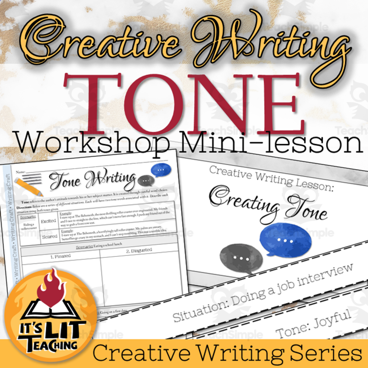 An educational teaching resource from It's Lit Teaching entitled Creative Writing Workshop: Tone Mini Lesson downloadable at Teach Simple.