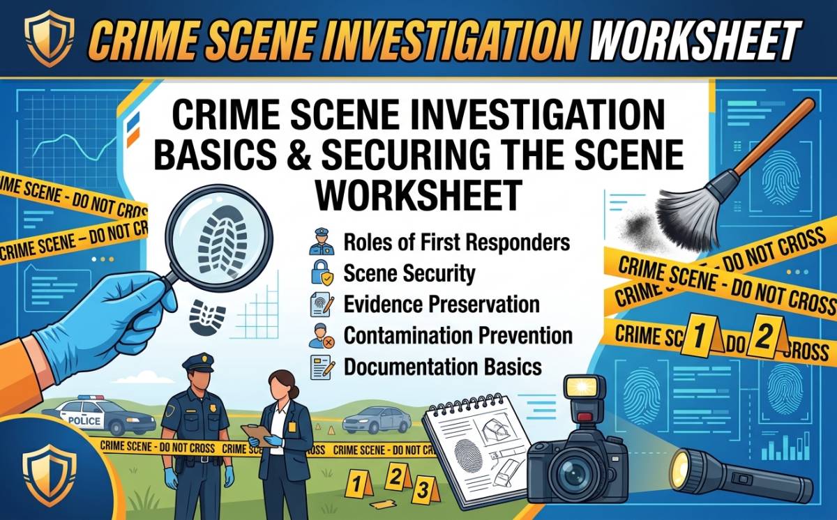 An educational teaching resource from Creative Book Store entitled Crime Scene Investigation Basics & Securing the Scene downloadable at Teach Simple.
