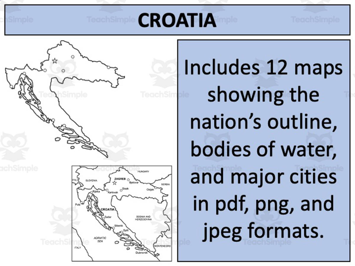 An educational teaching resource from Mr Gray History entitled Croatia Map Resources downloadable at Teach Simple.