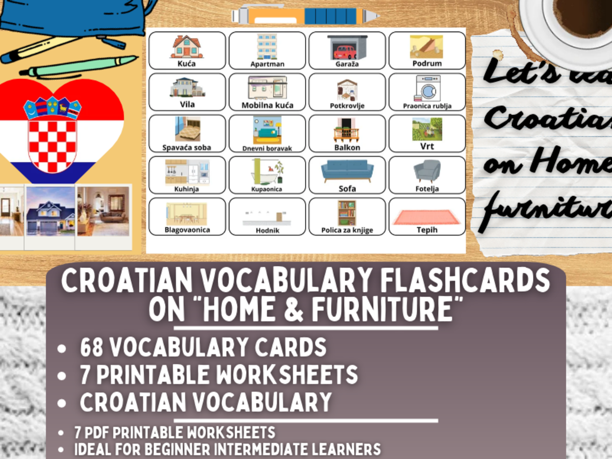 Croatian Picture Vocabulary Flashcards - Home & Furniture preview