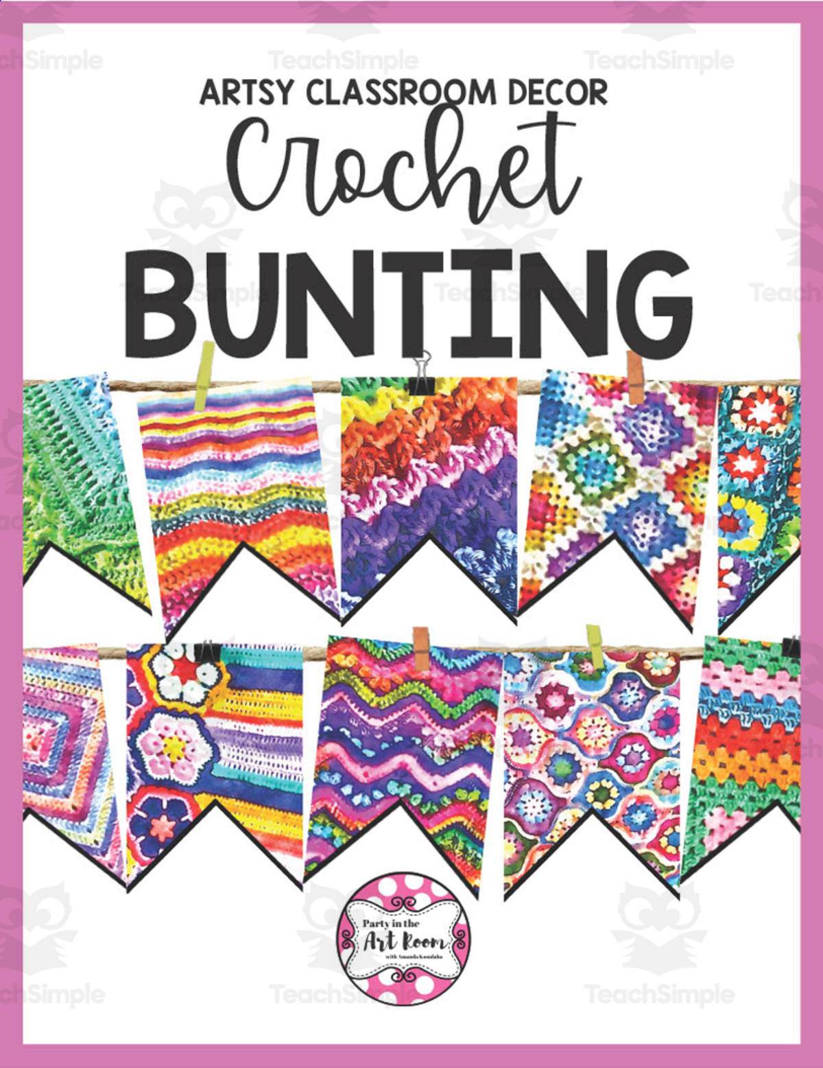 An educational teaching resource from Party in the Art Room - Arts & Crafts for Kids | Arts Integration entitled Crochet Bunting Flags downloadable at Teach Simple.