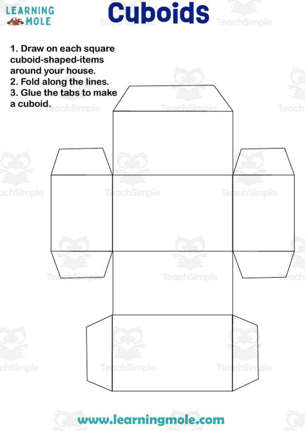 An educational teaching resource from Educational Voice entitled Cuboids Activity downloadable at Teach Simple.
