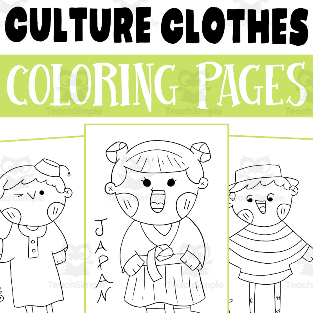 An educational teaching resource from Lapiiin Art Activities entitled cultures around the world Coloring Pages Worksheet Activity downloadable at Teach Simple.