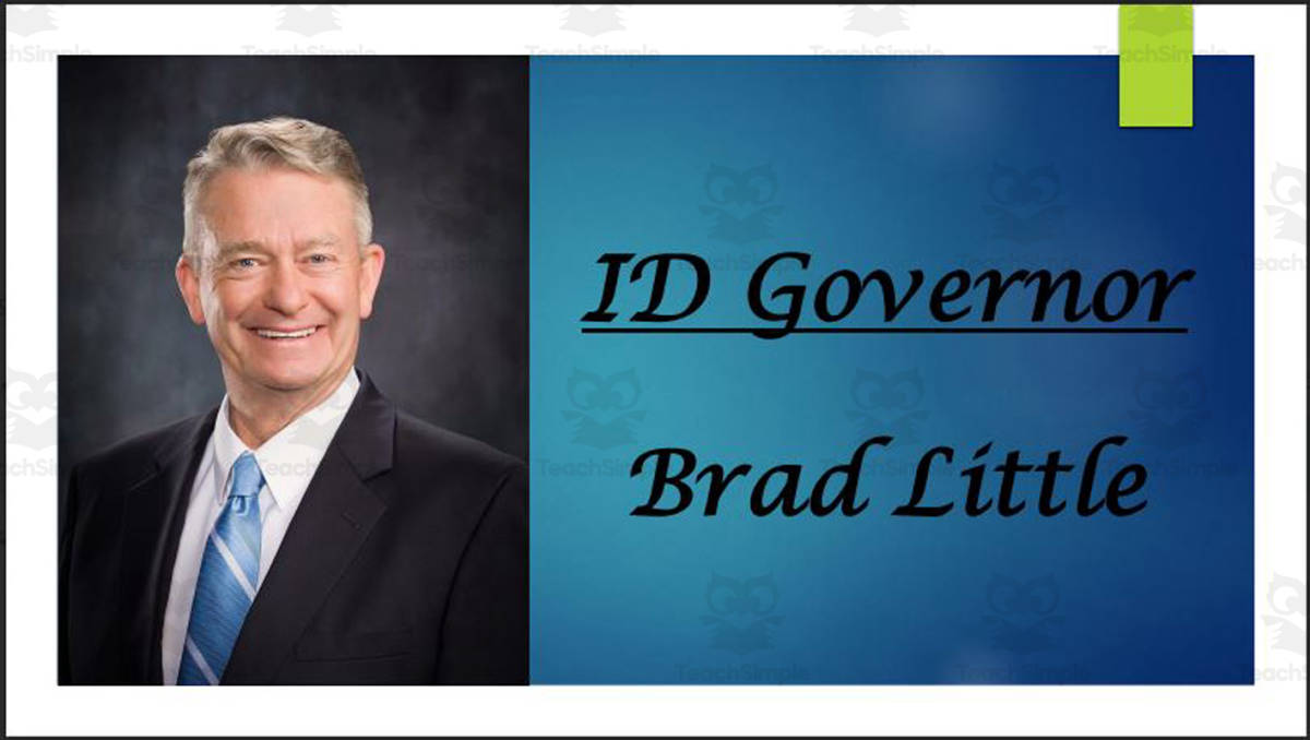 An educational teaching resource from Mr. Matthews Teacher Store entitled Current Idaho Governor and Lt. Governor (BIO PPT Bundle) downloadable at Teach Simple.