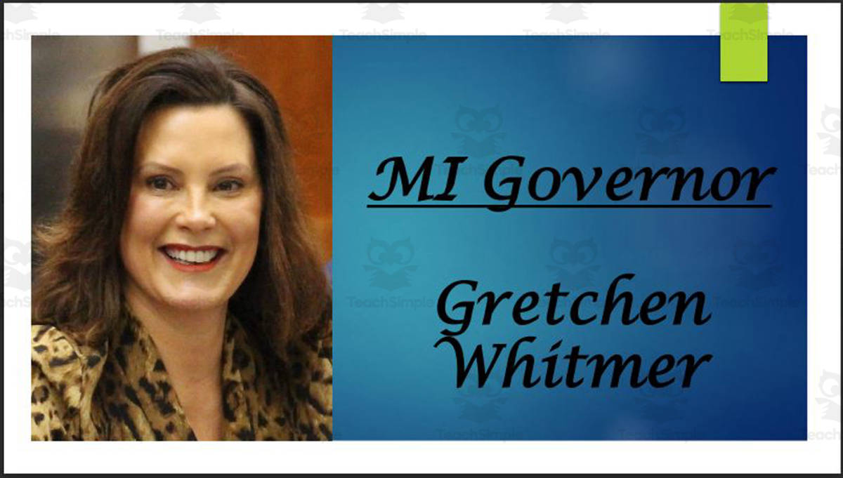 An educational teaching resource from Mr. Matthews Teacher Store entitled Current Michigan Governor and Lt. Governor (BIO PPT Bundle) downloadable at Teach Simple.