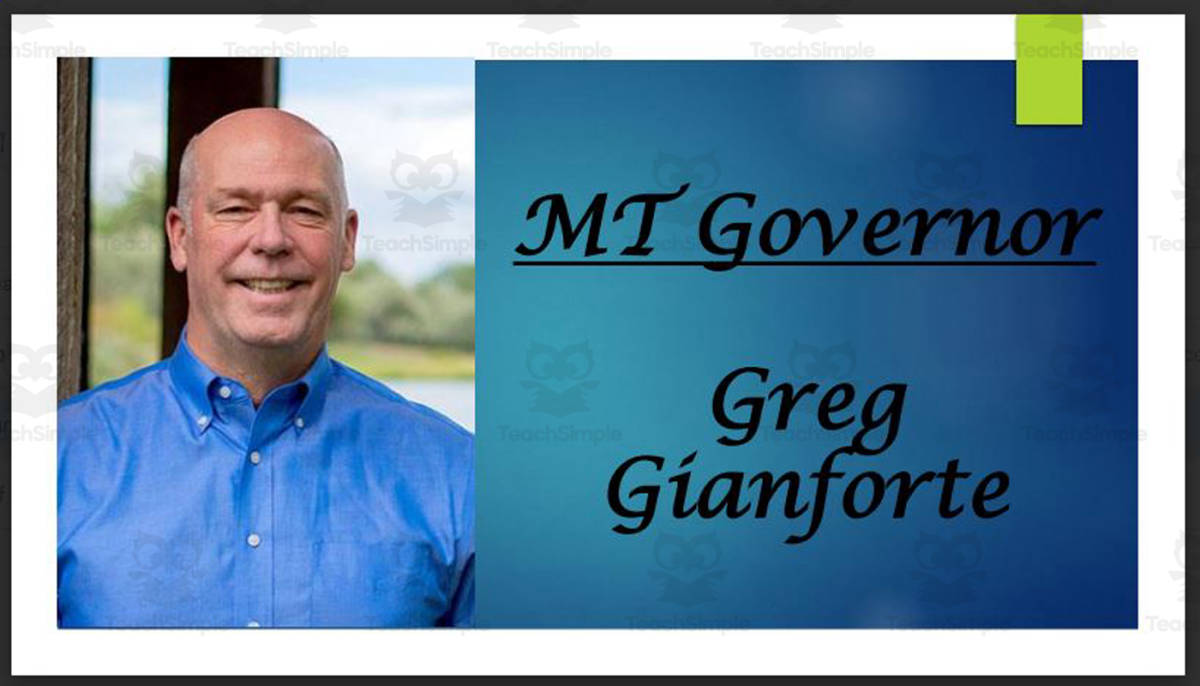 An educational teaching resource from Mr. Matthews Teacher Store entitled Current Montana Governor and Lt. Governor (BIO PPT Bundle) downloadable at Teach Simple.