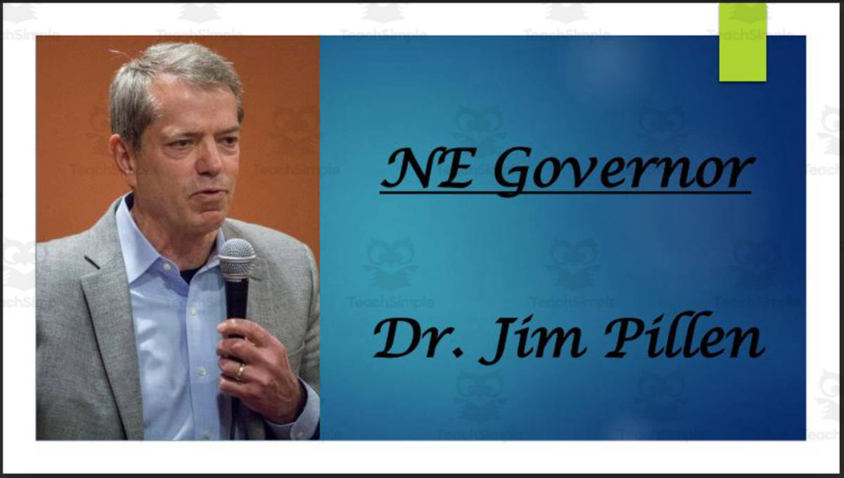 An educational teaching resource from Mr. Matthews Teacher Store entitled Current Nebraska Governor and Lt. Governor (BIO PPT Bundle) downloadable at Teach Simple.