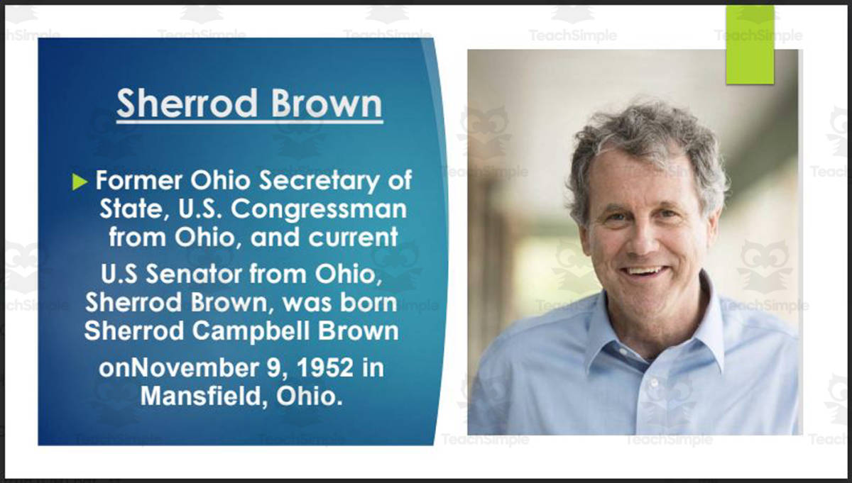 An educational teaching resource from Mr. Matthews Teacher Store entitled Current Ohio Senators and Representatives (BIO PPT Bundle) downloadable at Teach Simple.