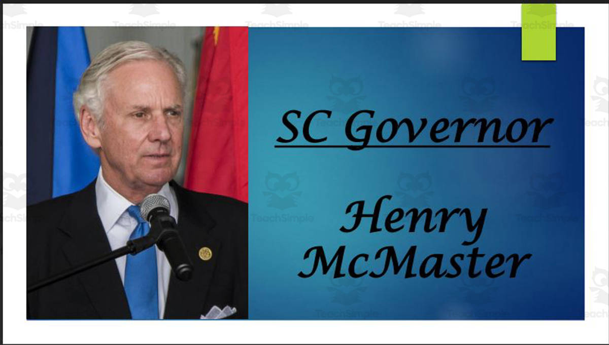 An educational teaching resource from Mr. Matthews Teacher Store entitled Current South Carolina Governor and Lt. Governor (BIO PPT Bundle) downloadable at Teach Simple.