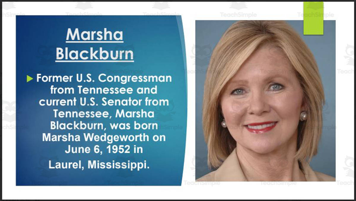 An educational teaching resource from Mr. Matthews Teacher Store entitled Current Tennessee U.S. Senators & Representatives (BIO PPT Bundle) downloadable at Teach Simple.