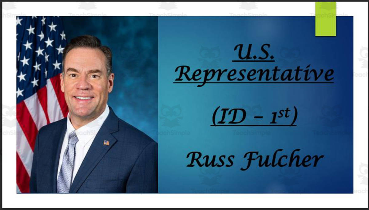 An educational teaching resource from Mr. Matthews Teacher Store entitled Current U.S. Representatives from Idaho (BIO PPT Bundle) downloadable at Teach Simple.
