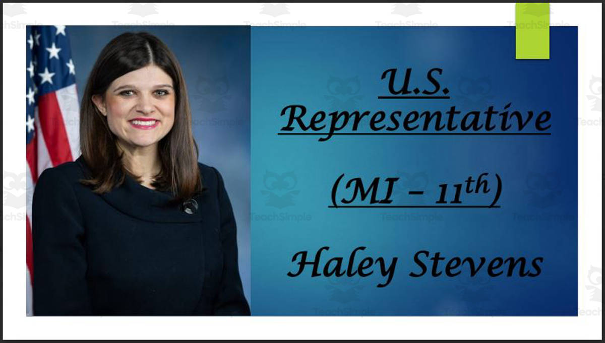 An educational teaching resource from Mr. Matthews Teacher Store entitled Current U.S. Representatives from Michigan - 11th to 13th - (BIO PPT Bundle) downloadable at Teach Simple.