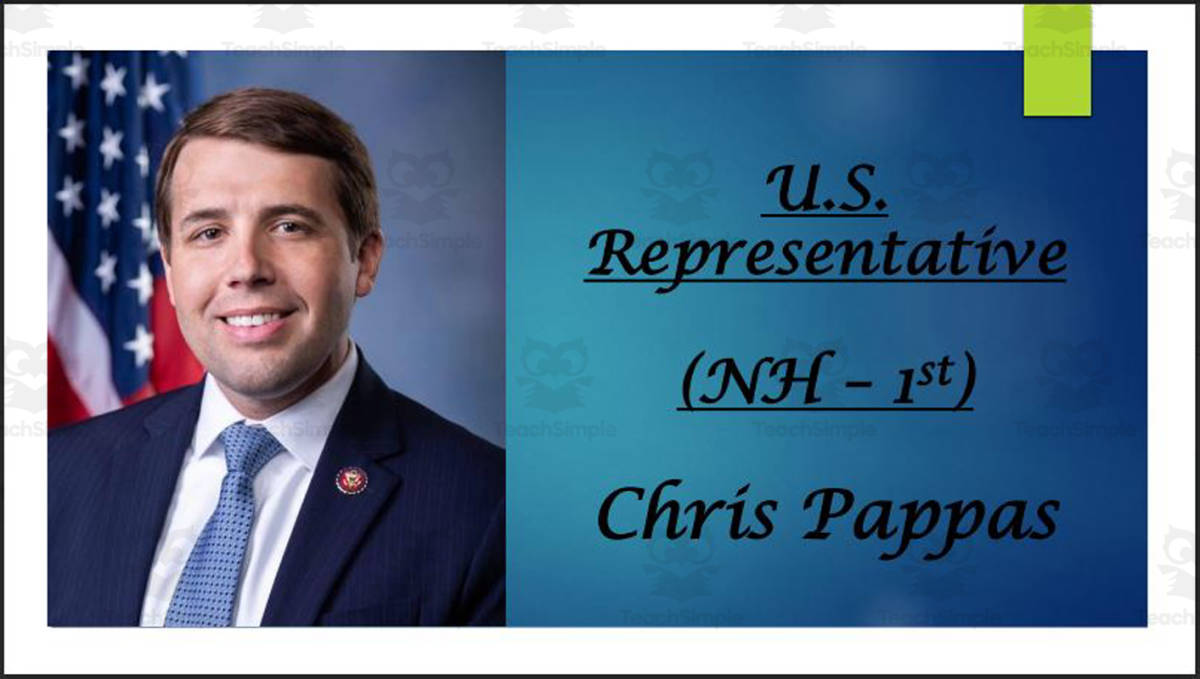 An educational teaching resource from Mr. Matthews Teacher Store entitled Current U.S. Representatives from New Hampshire (Biography PPT Bundle) downloadable at Teach Simple.