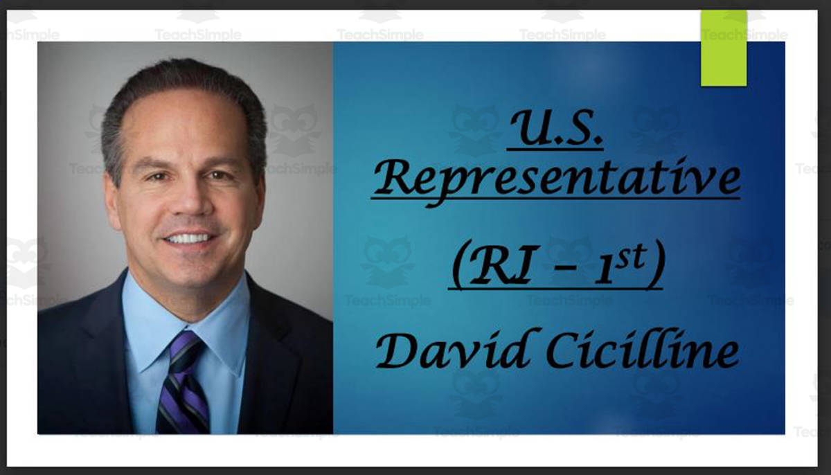 An educational teaching resource from Mr. Matthews Teacher Store entitled Current U.S. Representatives from Rhode Island (BIO PPT Bundle) downloadable at Teach Simple.
