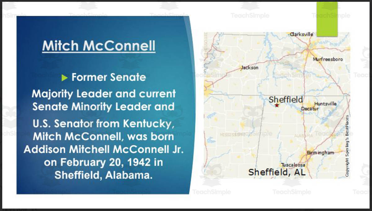 An educational teaching resource from Mr. Matthews Teacher Store entitled Current U.S. Senators and U.S. Representatives from Kentucky (BIO PPT Bundle) downloadable at Teach Simple.