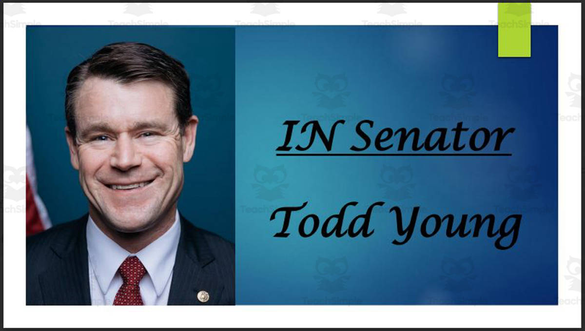 An educational teaching resource from Mr. Matthews Teacher Store entitled Current U.S. Senators from Indiana (Biography PPT Bundle) downloadable at Teach Simple.