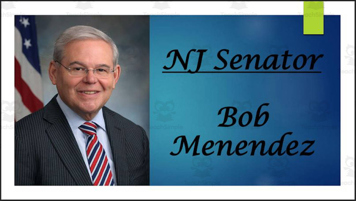 An educational teaching resource from Mr. Matthews Teacher Store entitled Current U.S. Senators from New Jersey (Biography PPT Bundle) downloadable at Teach Simple.