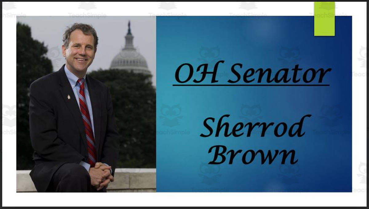 An educational teaching resource from Mr. Matthews Teacher Store entitled Current U.S. Senators from Ohio (BIO PPT Bundle) downloadable at Teach Simple.