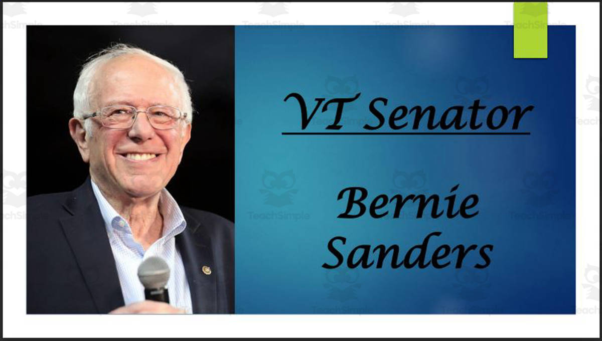 An educational teaching resource from Mr. Matthews Teacher Store entitled Current U.S. Senators from Vermont (Biography PPT Bundle) downloadable at Teach Simple.