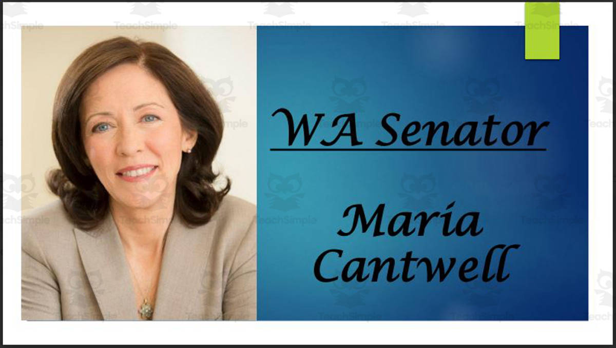 An educational teaching resource from Mr. Matthews Teacher Store entitled Current U.S. Senators from Washington (Biography PPT Bundle) downloadable at Teach Simple.