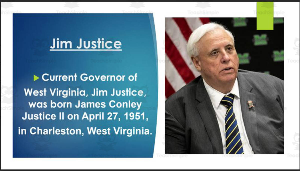 An educational teaching resource from Mr. Matthews Teacher Store entitled Current West Virginia Governor, U.S. Senators & Reps. (BIO PPT Bundle) downloadable at Teach Simple.